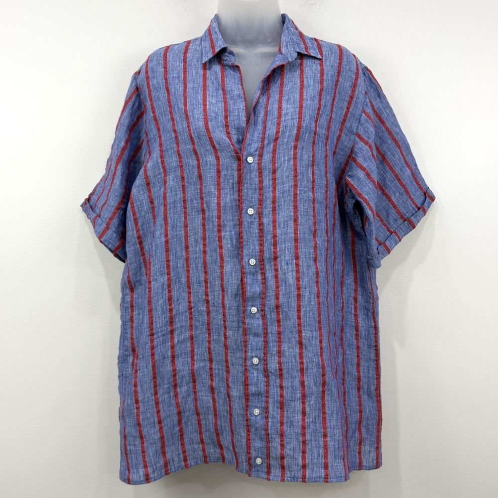 Frank & Eileen Rosemary Linen Shirtdress Womens S Striped Quiet Luxury Nautical